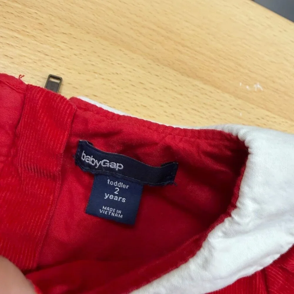 Baby Gap Girl's Red Corduroy Christmas Shift Dress size 2 Years Peter Pan Collar